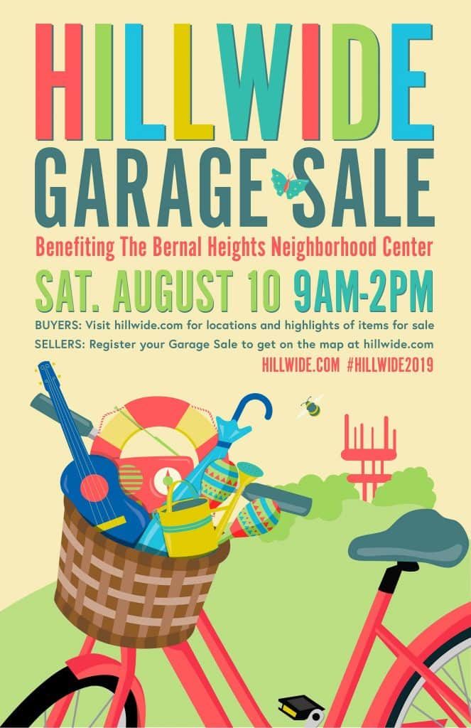 Poster for Bernal Heights Neighborhood Center Hillwide Garage Sale