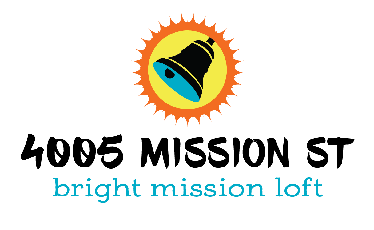 logo for 4005 Mission St with a bell and tagline 